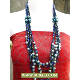 Blue Beads Fashion Necklaces with Pearls and Stone